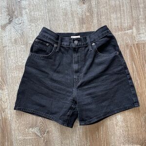 Black Women's High-Waist Denim Shorts